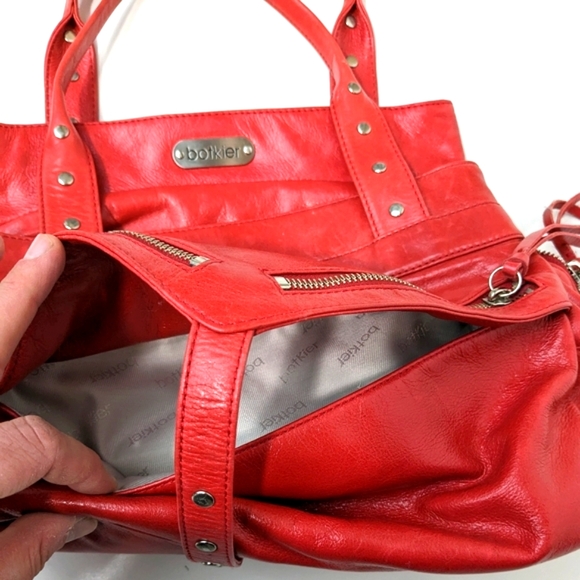 Botkier Clyde Trigger Studded Red Leather Satchel Vintage - Picture 6 of 9